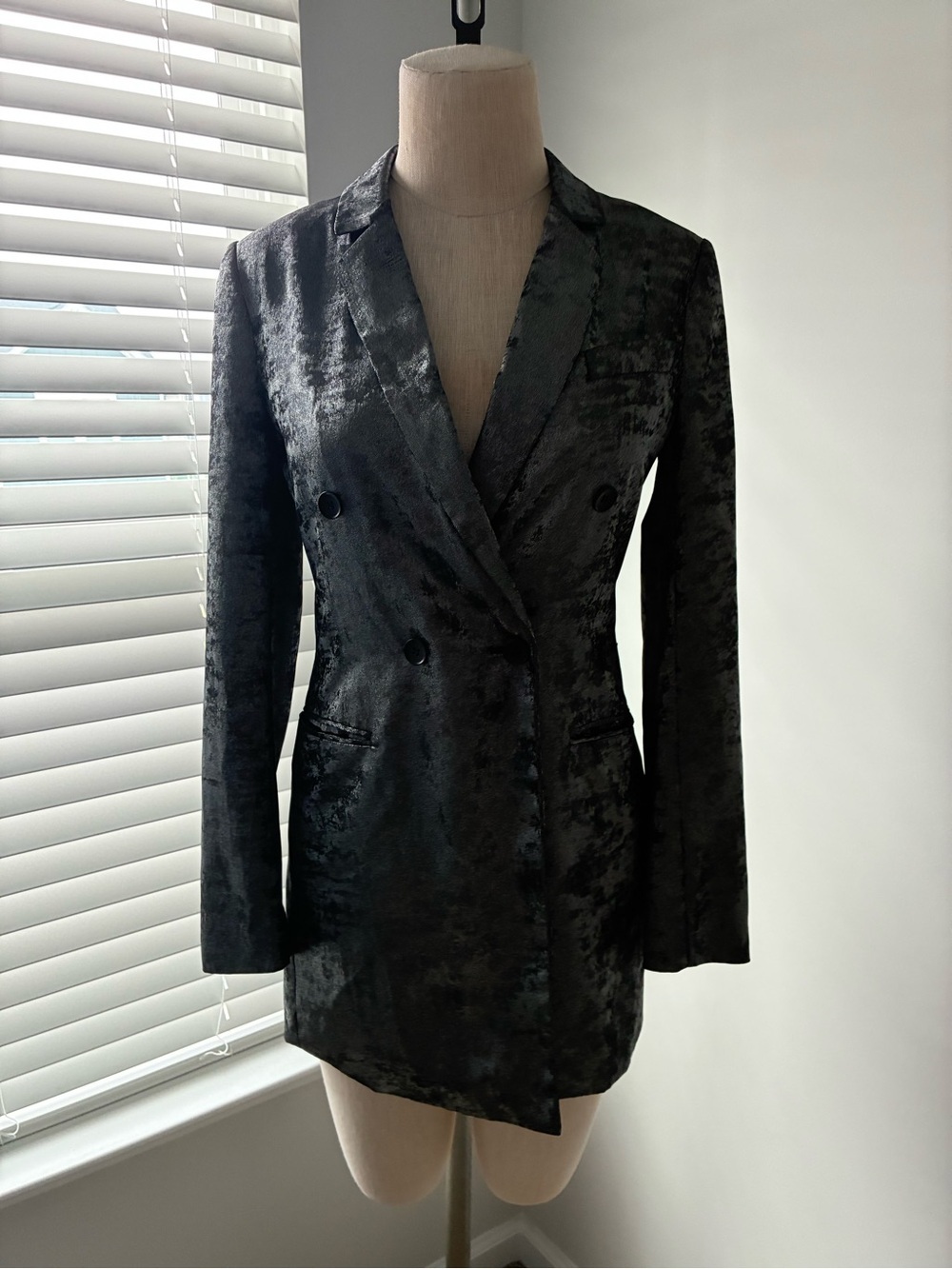 BCBGMaxAzria Women's Metallic Double-Breasted Blazer